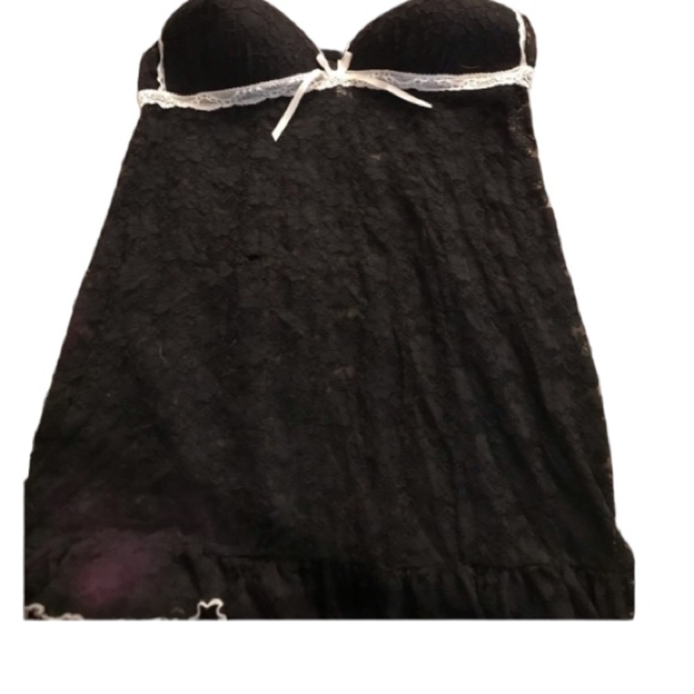 𝅺Gillian O’Malley large black lace nightie lightly padded adjustable straps